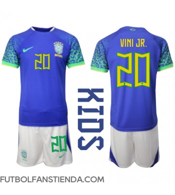 Brasil Vinicius Junior #20 Segunda Equipación Niños Mundial 2022 Manga Corta (+ Pantalones cortos)